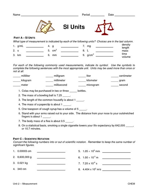 si units and unit conversions worksheet answers